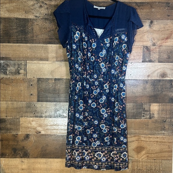 Daniel Rainn Blue Floral Midi Dress - Picture 1 of 4